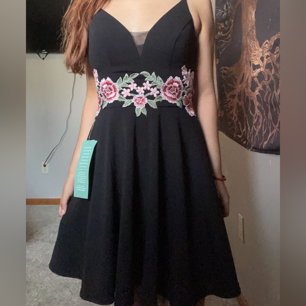 Brand new black dress with floral print